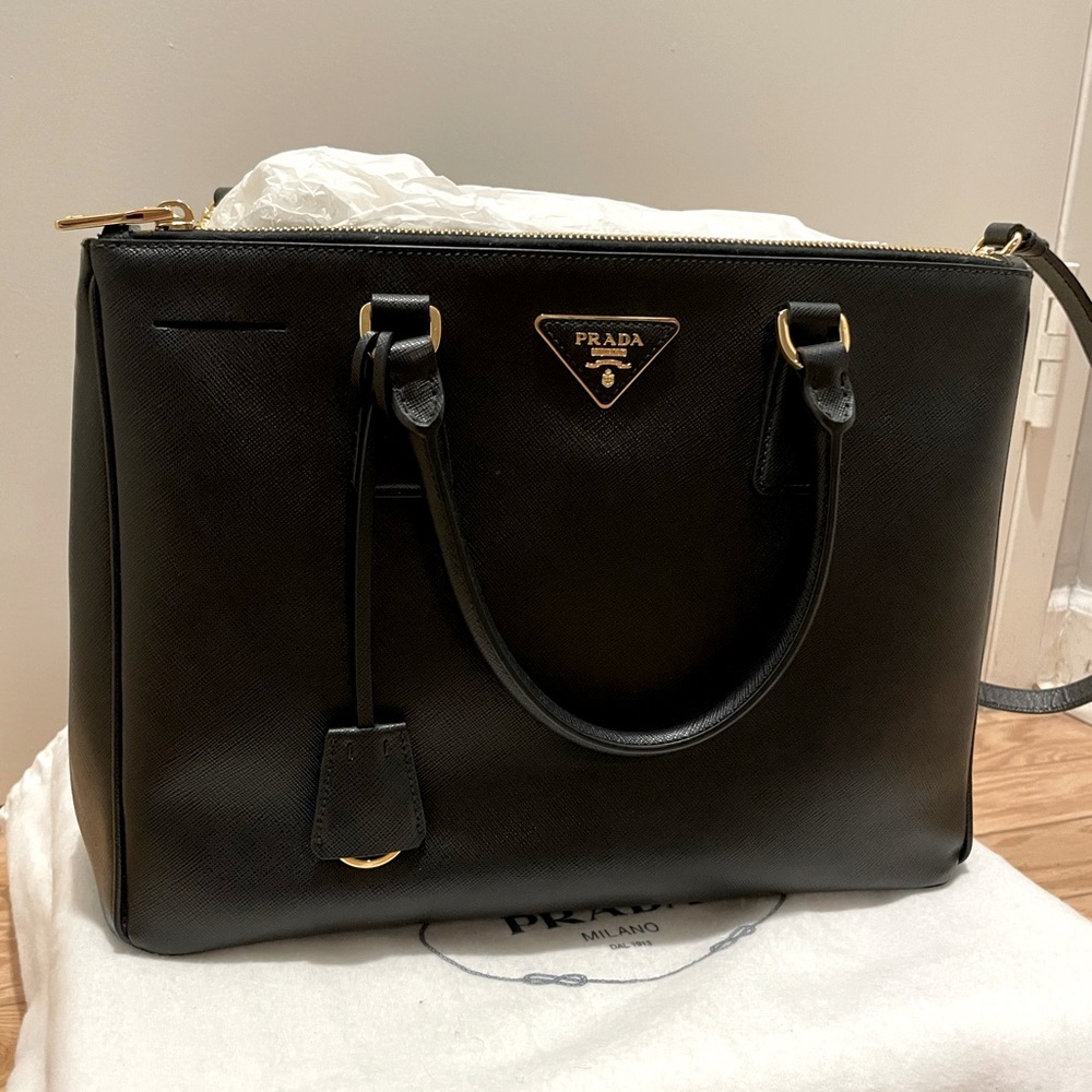 Prada Saffiano Lux Double Zip Tote